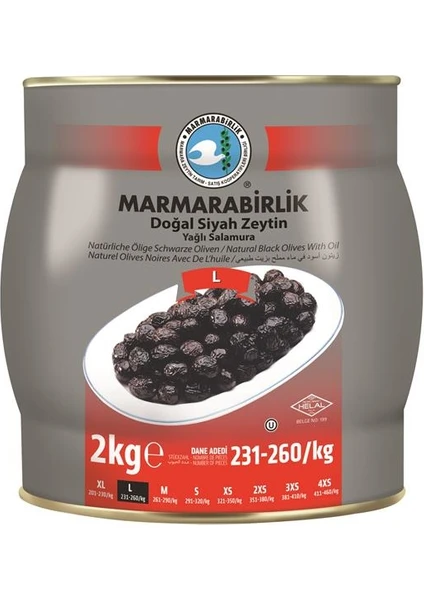 (L) 231-260 Kalibre Yağlı Siyah Zeytin 2 kg