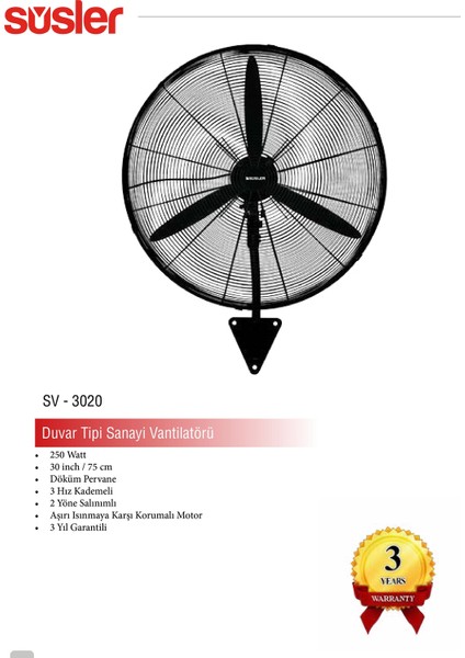 SV-3020 San Tipi Duv Vantilatör