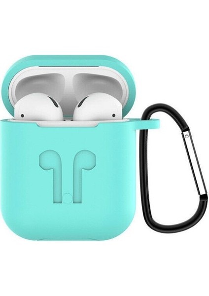 Tonmeister MAKT Apple Airpods Silikon Kılıf ve Kulaklık Askısı Turkuaz
