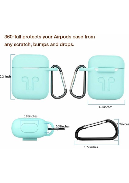 Tonmeister MAKT Apple Airpods Silikon Kılıf ve Kulaklık Askısı Turkuaz modelleri