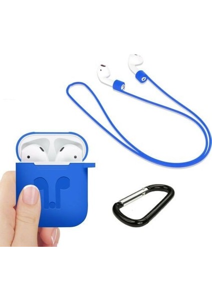 Tonmeister MAKT Apple Airpods Silikon Kılıf ve Kulaklık Askısı Mavi fiyatları