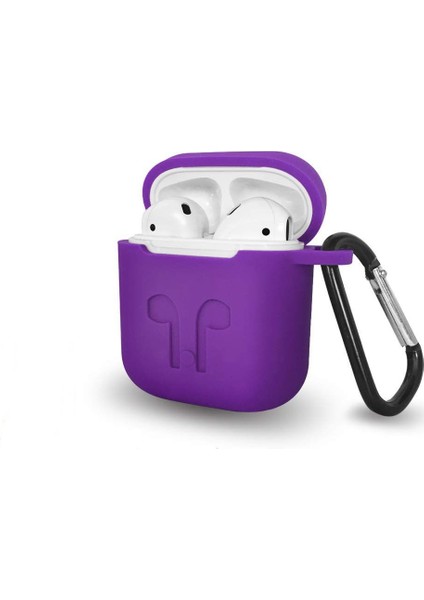Tonmeister MAKT Apple Airpods Silikon Kılıf ve Kulaklık Askısı Mor