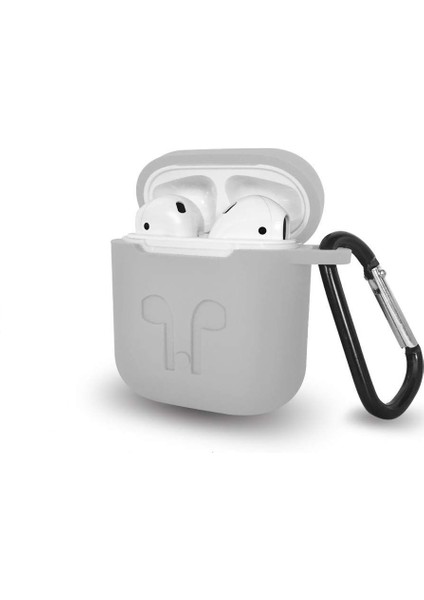 Tonmeister MAKT Apple Airpods Silikon Kılıf ve Kulaklık Askısı Gri