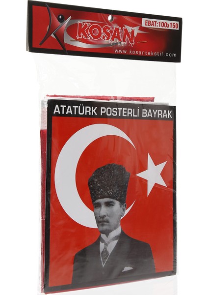 Türk Bayrağı Atatürk Posterli 100 x 150 cm