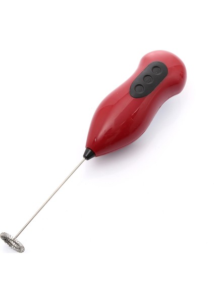 Pilli Mini Mixer Kahve Süt Köpürtücü Karıştırıcı Cappuccino Mixer Kırmızı