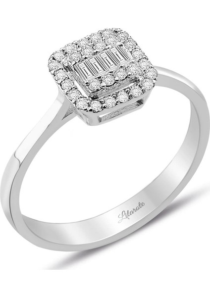 0.25 Ct Modern Tasarım Baget Kare Tektaş Yüzük