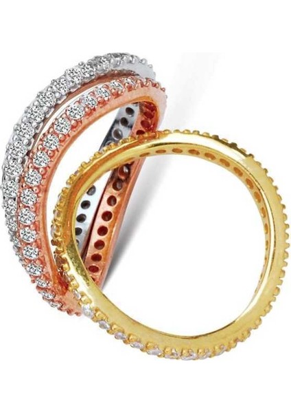 Gümüş Üç Parçalı Tam Tur Bayan Yüzük