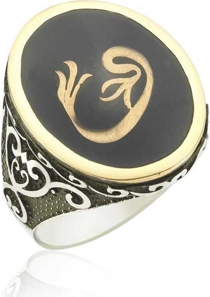 Gümüş Vav Harfi Erkek Yüzük