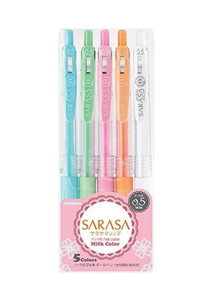 Sarasa Clip Jel Roller Kalem 5'Li Milk Color Set 0.5Mm