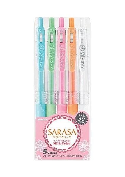 Sarasa Clip Jel Roller Kalem 5'Li Milk Color Set 0.5Mm