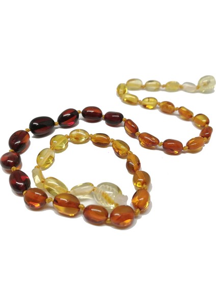 Bebek Diş Kolyesi - Yassı Gök Kuşağı Renk Kehribar Kolye - Garantili Kehribar Çocuk Kolye fiyatları