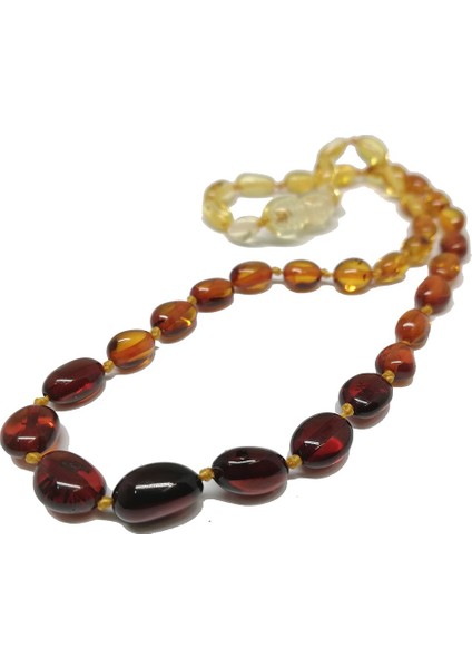 Bebek Diş Kolyesi - Yassı Gök Kuşağı Renk Kehribar Kolye - Garantili Kehribar Çocuk Kolye modelleri