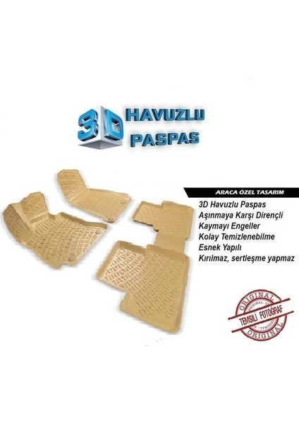 Audi A5 2007-2015 3D Havuzlu Bej Paspas
