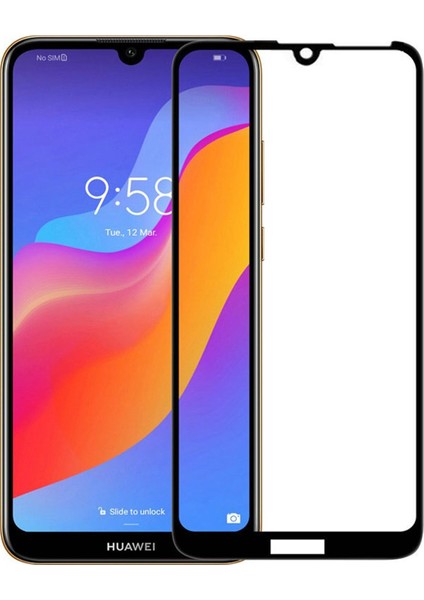 Huawei Enjoy 9e Tam Kaplayan Çerçeveli Tempered Ekran Koruyucu - Siyah