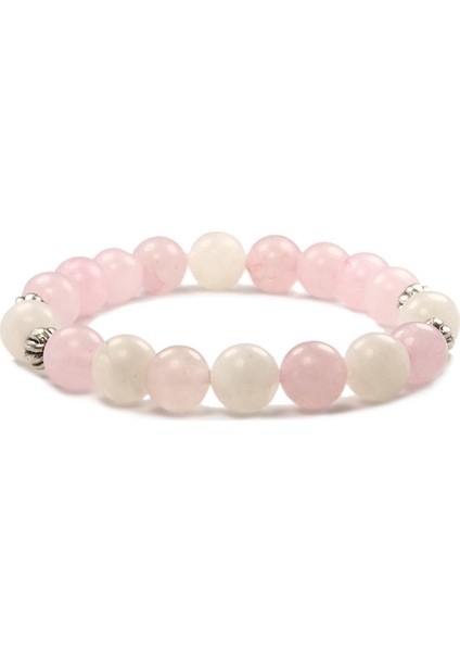 8 mm Aytaşı Pembe Kuvars Doğal Taş Kadın Bileklik
