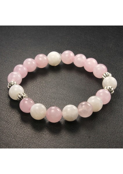 8 mm Aytaşı Pembe Kuvars Doğal Taş Kadın Bileklik modelleri