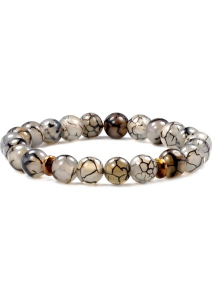 8 mm Siyah Çizgili Akik Doğal Taş Kadın Bileklik