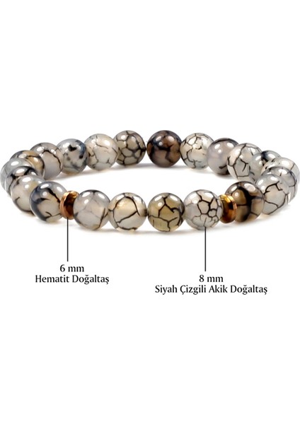 8 mm Siyah Çizgili Akik Doğal Taş Kadın Bileklik fiyatları