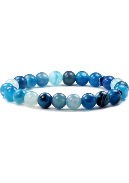 8 mm Mavi Madagaskar Akik Doğal Taş Kadın Bileklik modelleri
