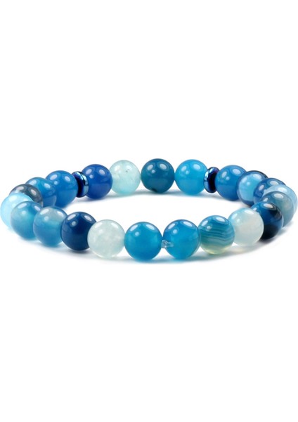8 mm Mavi Madagaskar Akik Doğal Taş Kadın Bileklik fırsatları