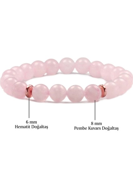 8 mm Pembe Kuvars Doğal Taş Kadın Bileklik fiyatları