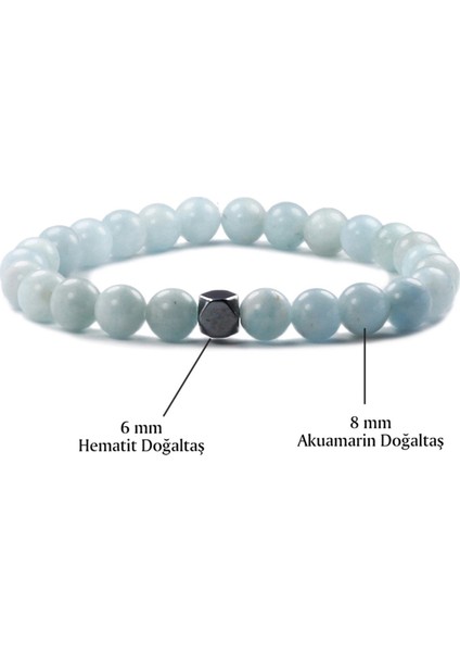 8 mm Akuamarin Doğal Taş Unisex Bileklik fiyatları