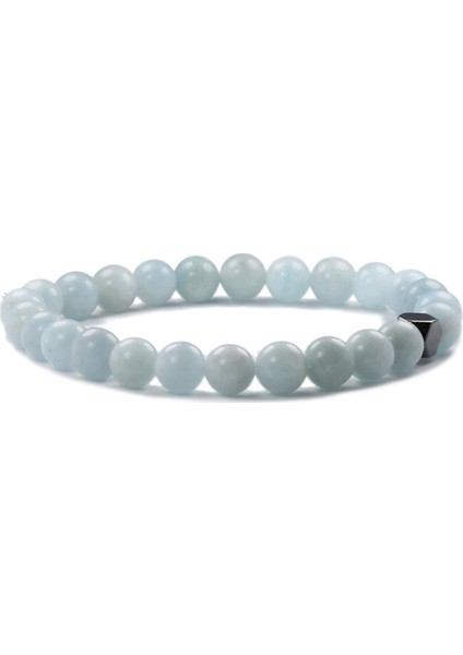 8 mm Akuamarin Doğal Taş Unisex Bileklik modelleri
