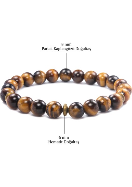 8 mm Kaplangözü Doğal Taş Unisex Bileklik fiyatları