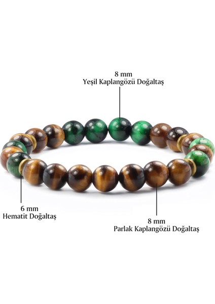 8 mm Kaplangözü Doğal Taş Unisex Bileklik fiyatları