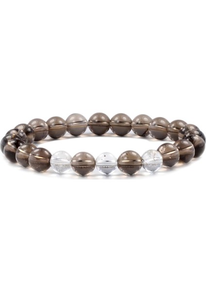 8 mm Dumanlı Kuvars Kristal Kuvars Doğal Taş Unisex Bileklik
