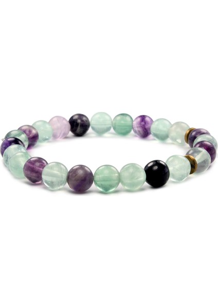 8 mm Florit Doğal Taş Unisex Bileklik modelleri