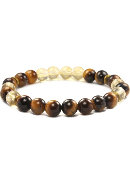 8 mm Kaplangözü Sitrin Doğal Taş Erkek Bileklik