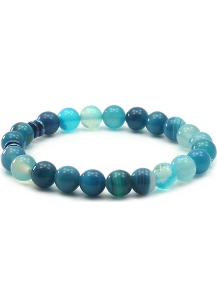 8 mm Mavi Madagaskar Akik Doğal Taş Unisex Bileklik indirimleri