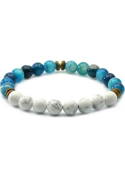 8 mm Mavi Madagaskar Akik Havlit Doğal Taş Unisex Bileklik