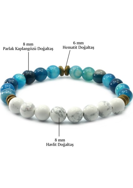 8 mm Mavi Madagaskar Akik Havlit Doğal Taş Unisex Bileklik fiyatları