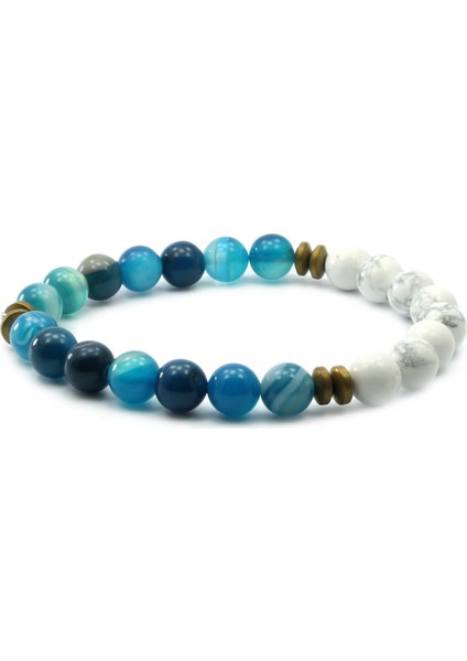 8 mm Mavi Madagaskar Akik Havlit Doğal Taş Unisex Bileklik modelleri