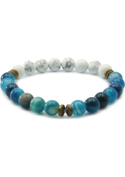 8 mm Mavi Madagaskar Akik Havlit Doğal Taş Unisex Bileklik fırsatları