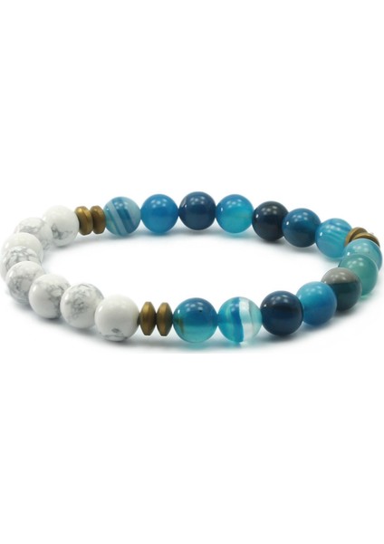 8 mm Mavi Madagaskar Akik Havlit Doğal Taş Unisex Bileklik indirimleri