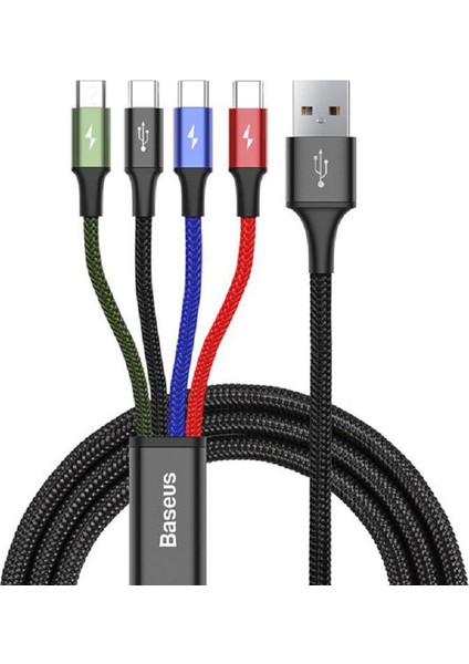 All In One 4ü 1 Arada Hızlı Şarj ve Data Kablosu
