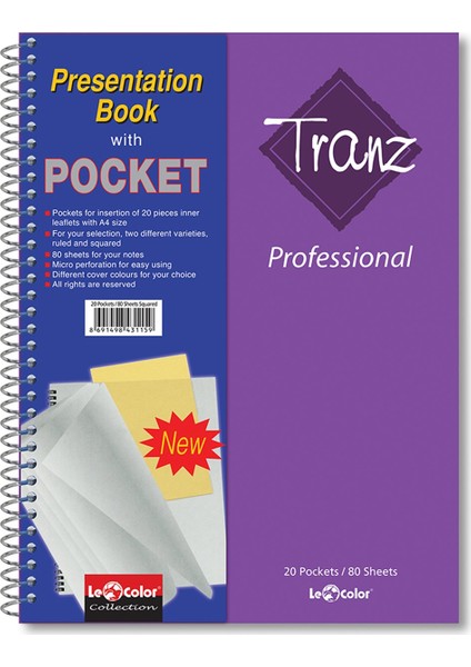 Le Color Tranz Prof A4 Kar Mor Defter 160 Sayfa