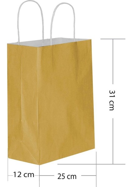 Altın Kraft Hediye Çantası 25 x 12 x 31 cm 25'li