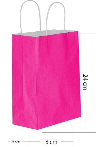 Fuşya Kraft Hediye Çantası 18 x 8 x 24 cm 25'li