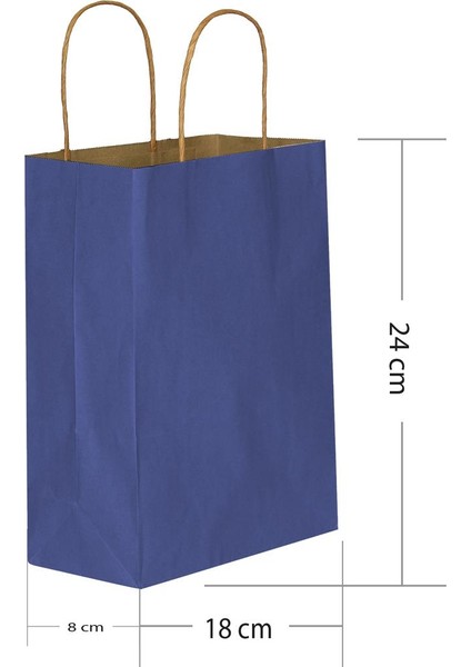Lacivert Kraft Hediye Çantası 18 x 8 x 24 cm 25'li
