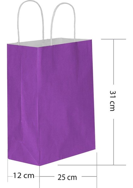 Mor Kraft Hediye Çantası 25 x 12 x 31 cm 25'li