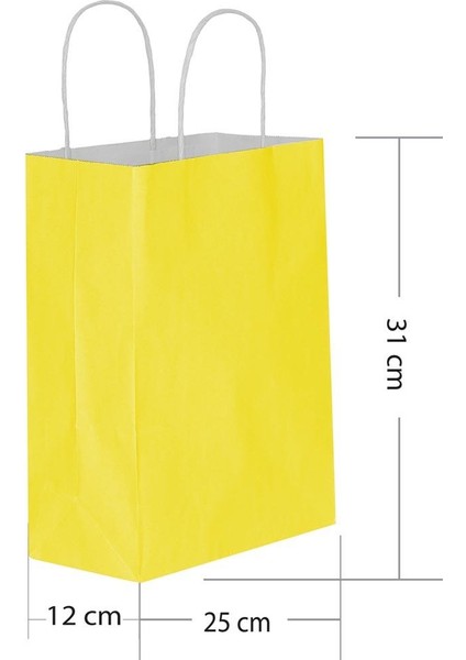 Sarı Kraft Hediye Çantası 25 x 12 x 31 cm 25'li
