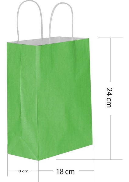 Yeşil Kraft Hediye Çantası 18 x 8 x 24 cm 25'li