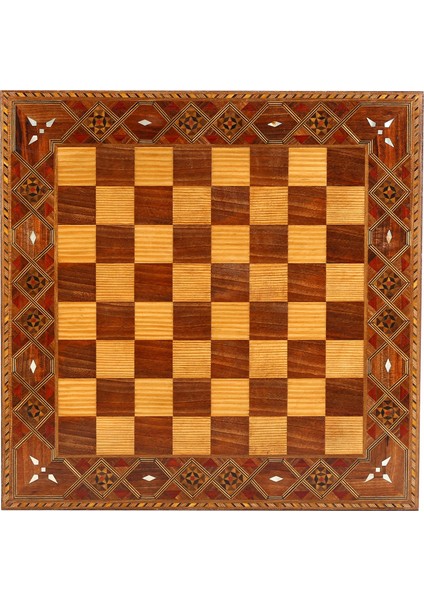 Büyük Boy El Yapımı Masif Ahşap Satranç Tahtası (45X45 Cm)