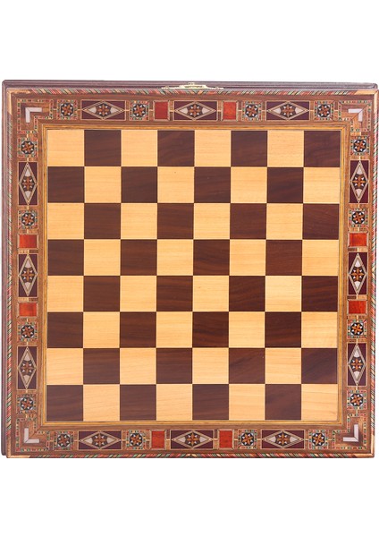 Küçük Boy El Yapımı Masif Ahşapsandıklı Satranç Tahtası (28X28 Cm.)