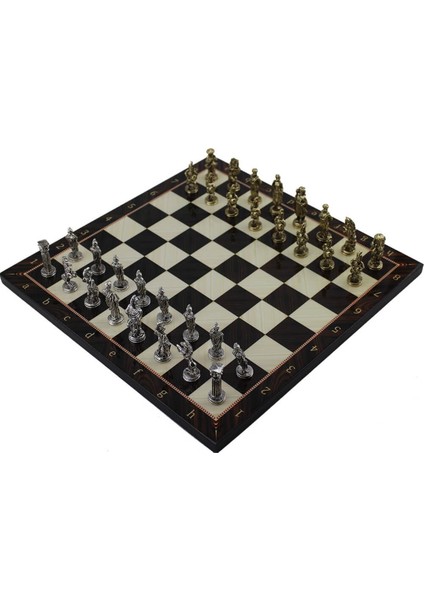 Metal Osmanlı Bizans Satranç Takımı Ve Ceviz Tahtası Küçük Boy