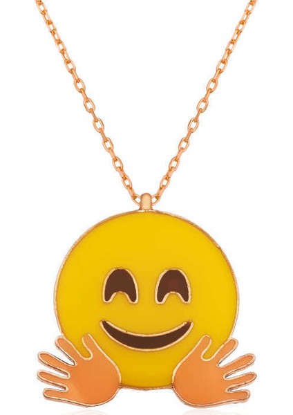 ​Gümüş El Sallayan Emoji Bayan Kolye